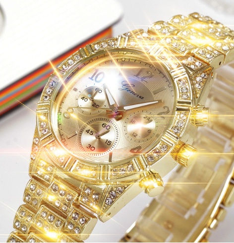 Sparkling Crystal Geneva Quartz Women’s Watch, Stainless Steel