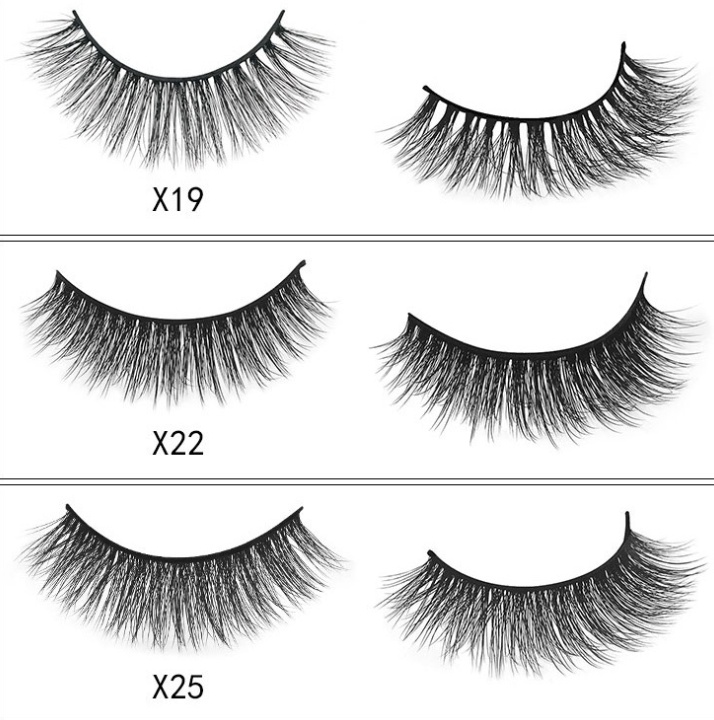 Natural Long 3 D Mink Eyelashes with Cotton Stem, 3 Pairs