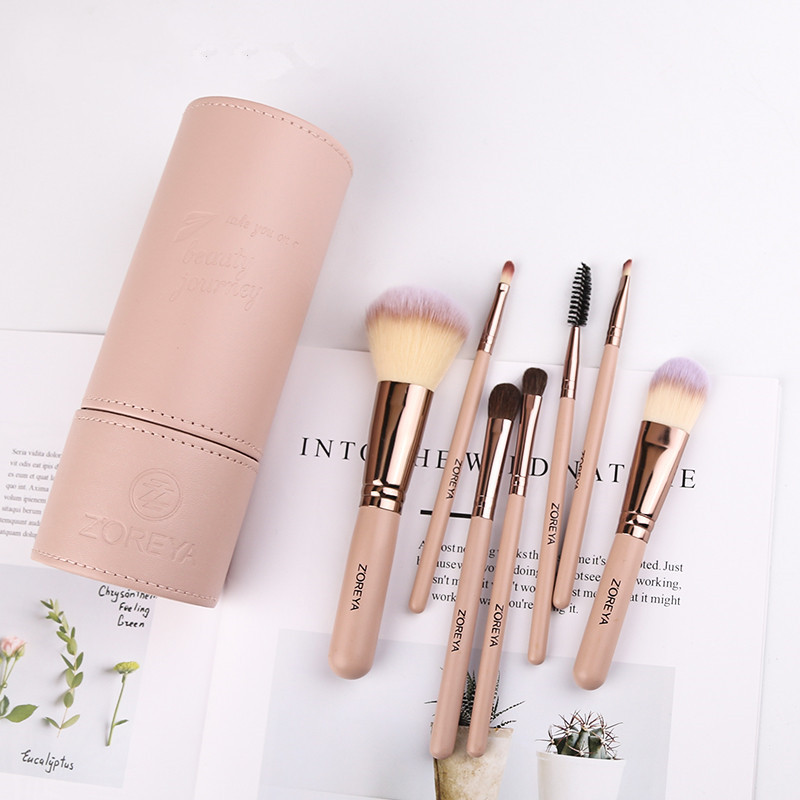 Soft Artificial Fiber Makeup Brush Set with Aluminum Handles