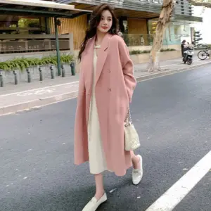 Warm Double-Faced Cashmere Wool Coat for Women in Winter
