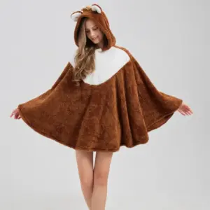 Oversized Hooded Plush Cloak for Couples, 300-inch Wrap