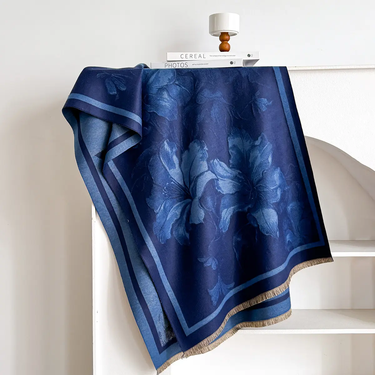 Warmth-Keeping Faux Cashmere Neck Warmer Shawl, 185 x65 cm