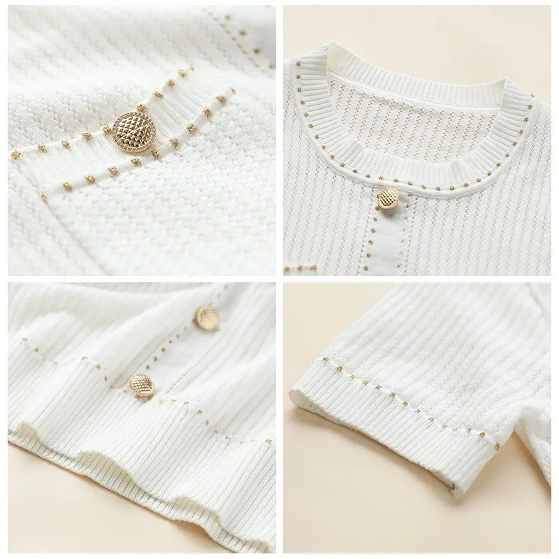 Breathable Hollow Knit Women’s Short Sleeve Top - One Size Breathable Hollow Knit Women’s Short Sleeve Top - One Size