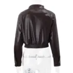 Retro Brown PU Leather Zipper Jacket for Women, Slim Fit