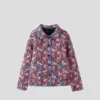 Red Floral Cotton-Padded Jacket for Women, Loose Fit Red Floral Cotton-Padded Jacket for Women, Loose Fit