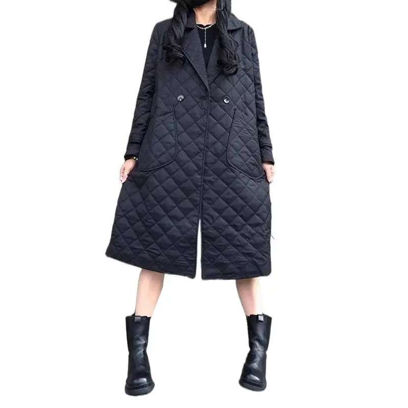 New Padded Quilted Diamond-pattern Cotton Coat New Padded Quilted Diamond-pattern Cotton Coat