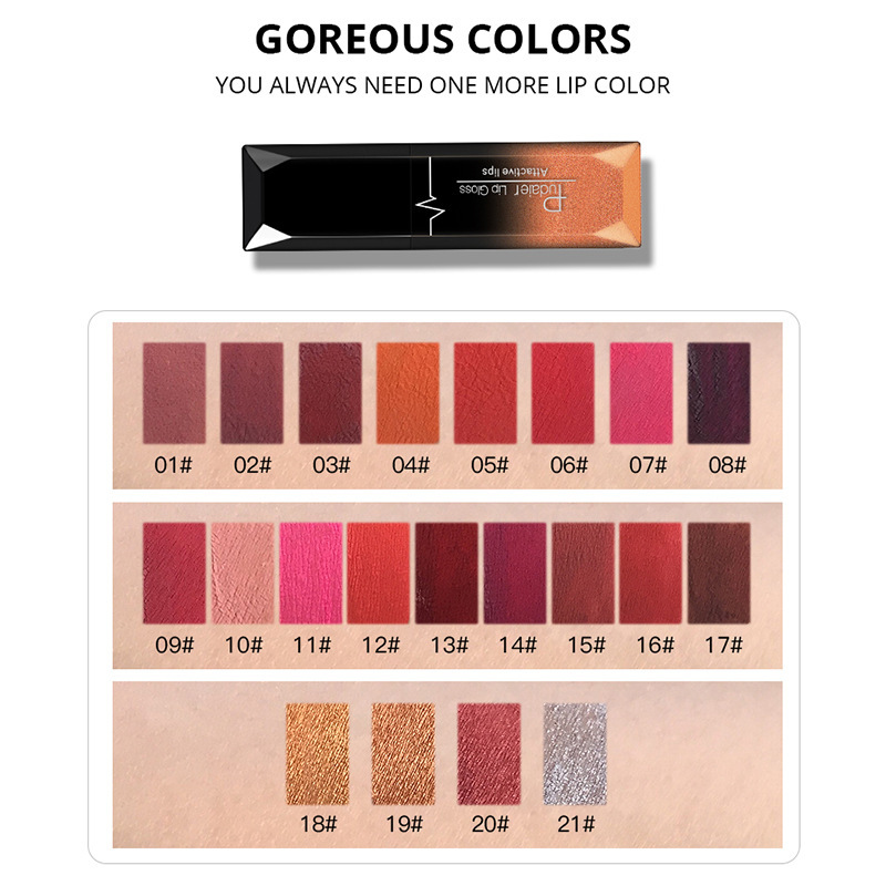 Long-lasting Waterproof Matte Lip Gloss - 21 Colors, 8 ml