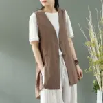 14977a1e-519a-4477-a70f-2fa9effde2f7.webp Women's Simple Artistic Loose Cotton-Linen Jacket Vest