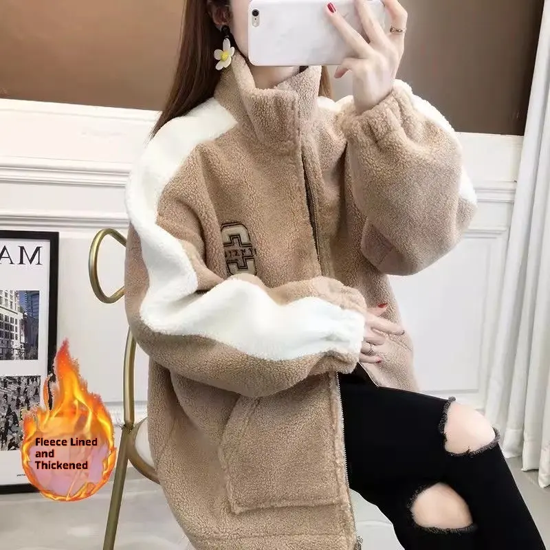 Women's New Korean Cardigan Velvet Padded Thickened Coat Women's New Korean Cardigan Velvet Padded Thickened Coat