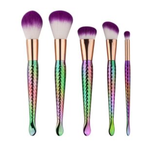 Controlled Powder Application Mermaid Makeup Brush Set, 5-Piece