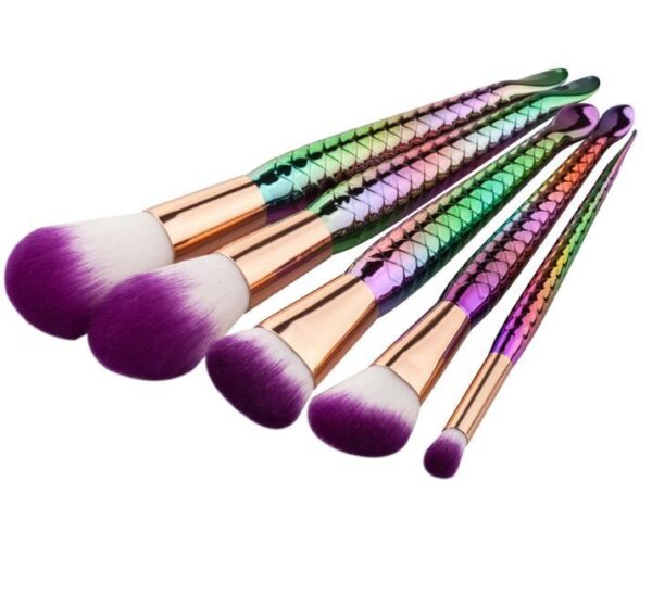 Controlled Powder Application Mermaid Makeup Brush Set, 5-Piece