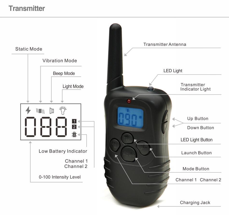 Rechargeable Distance Training Electric Shock Collar Necklace for Dogs