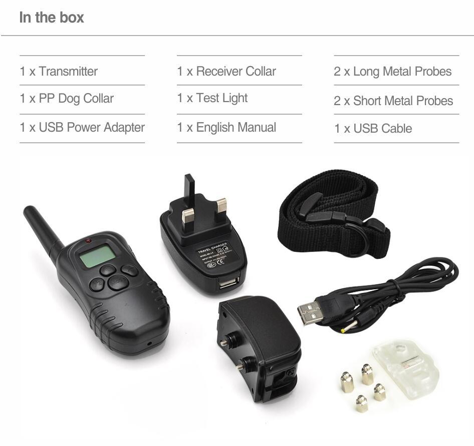Rechargeable Distance Training Electric Shock Collar Necklace for Dogs