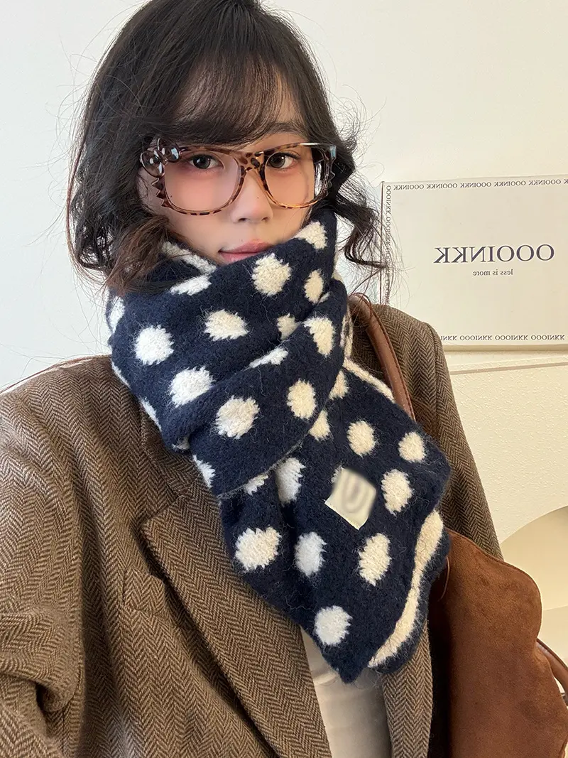 Polka-Dot Scarf for Women with Contrast Wrap Style Polka-Dot Scarf for Women with Contrast Wrap Style