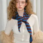 Pure Wool Striped Knitted Triangular Warm Neck Scarfhat