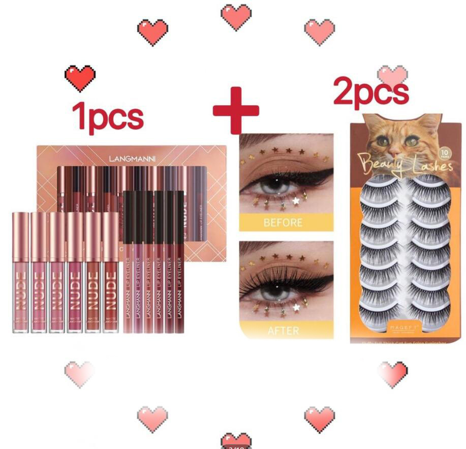 Long-Lasting Matte Lipstick & Lip Liner Set, 12 Pcs, 12 H