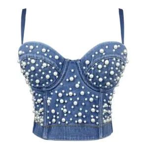 Shapewear Short Outerwear Sexy Womens Denim Bustier Vest