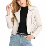 1612602704346.webp Sleek Slim-Fit Women’s PU Motorcycle Leather Jacket - Short