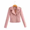 Sleek Slim-Fit Women’s PU Motorcycle Leather Jacket - Short