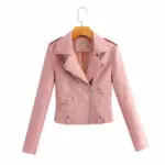 1612602704375.webp Sleek Slim-Fit Women’s PU Motorcycle Leather Jacket - Short