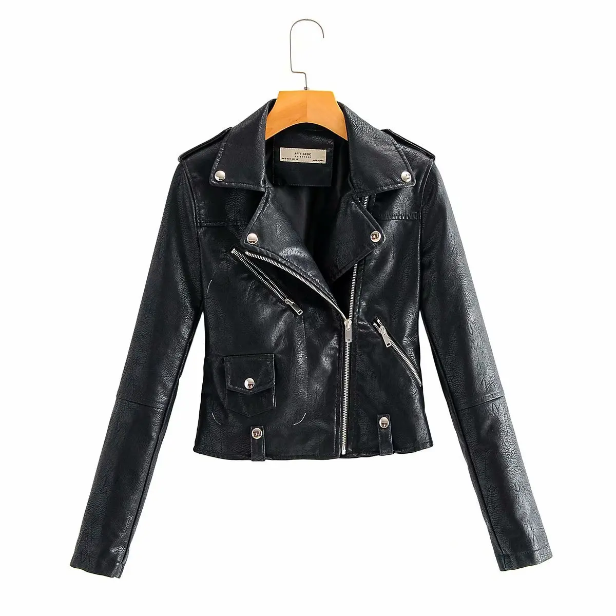 Sleek Slim-Fit Women’s PU Motorcycle Leather Jacket - Short Sleek Slim-Fit Women’s PU Motorcycle Leather Jacket - Short