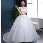 Slim Fit Lace Wedding Dress with Lace Tie & Train