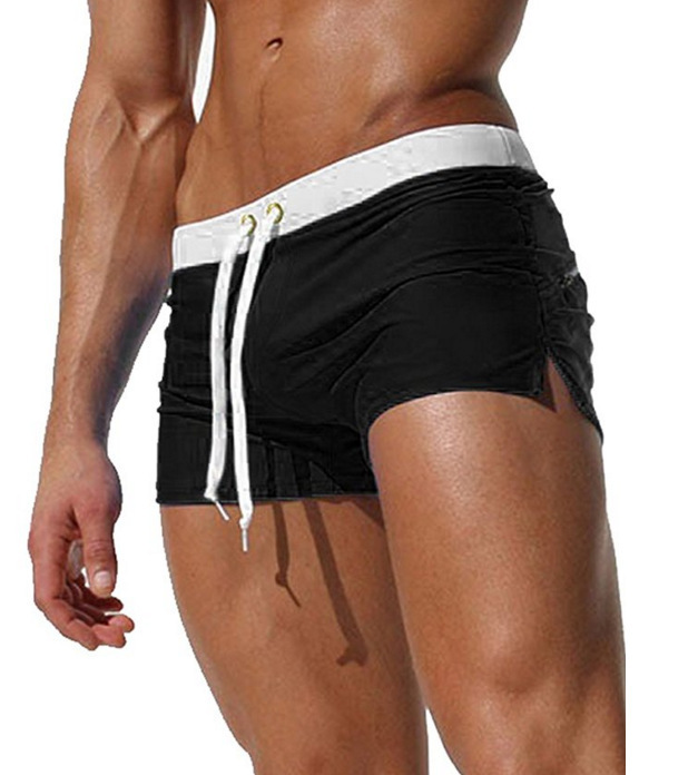 Quick-Dry Lycra Men's Swimming Trunks with Back Pocket