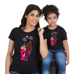 Mother-Daughter Cartoon T-Shirt Set for Mom & Kids - Short Sleeve