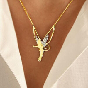 Sparkling Angel Wings Necklace Charm, Electroplated Alloy