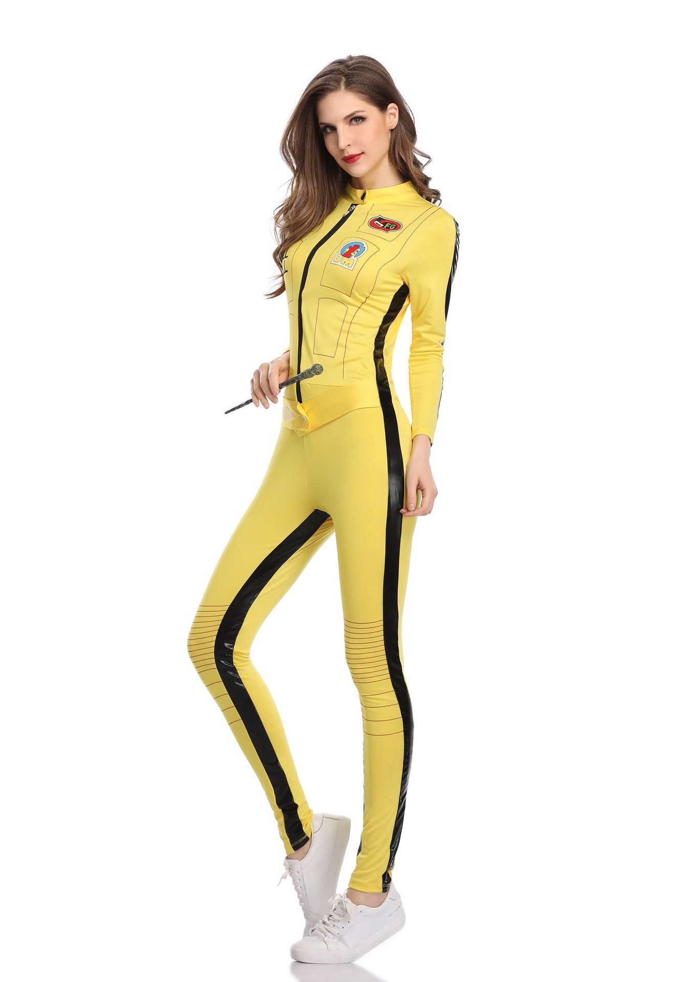 Ninja-Inspired Yellow Adult Bodycon Jumpsuit - One Piece