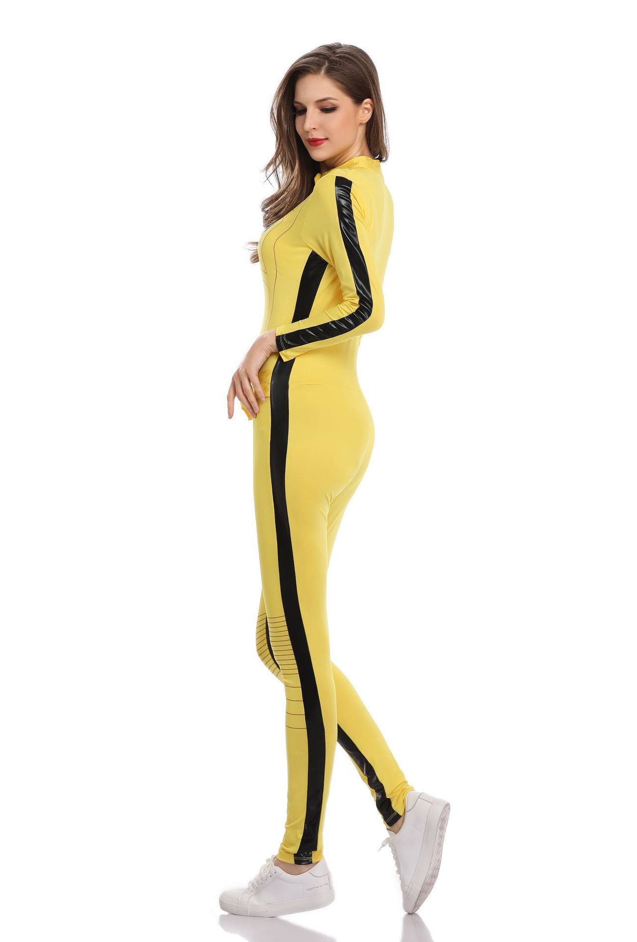 Ninja-Inspired Yellow Adult Bodycon Jumpsuit - One Piece
