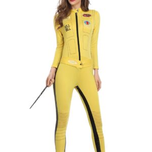 Ninja-Inspired Yellow Adult Bodycon Jumpsuit - One Piece