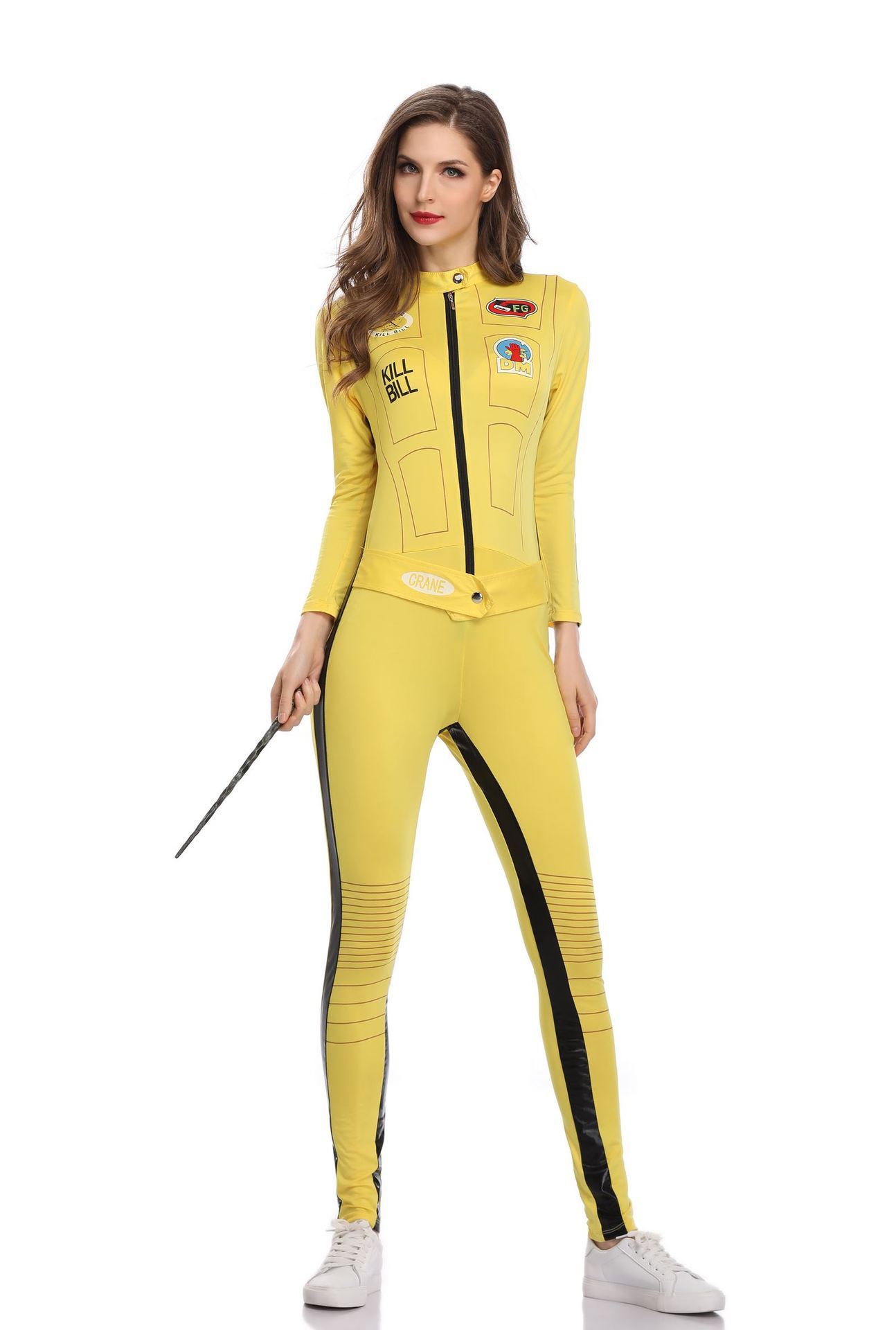 Ninja-Inspired Yellow Adult Bodycon Jumpsuit - One Piece