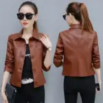 1617241162481.webp Slim-Fit PU Leather Motorcycle Jacket with Square Collar