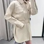 1617426729142.webp Women's Faux Leather Jacket Lapel Single-breasted Long Sleeve Slim Fit
