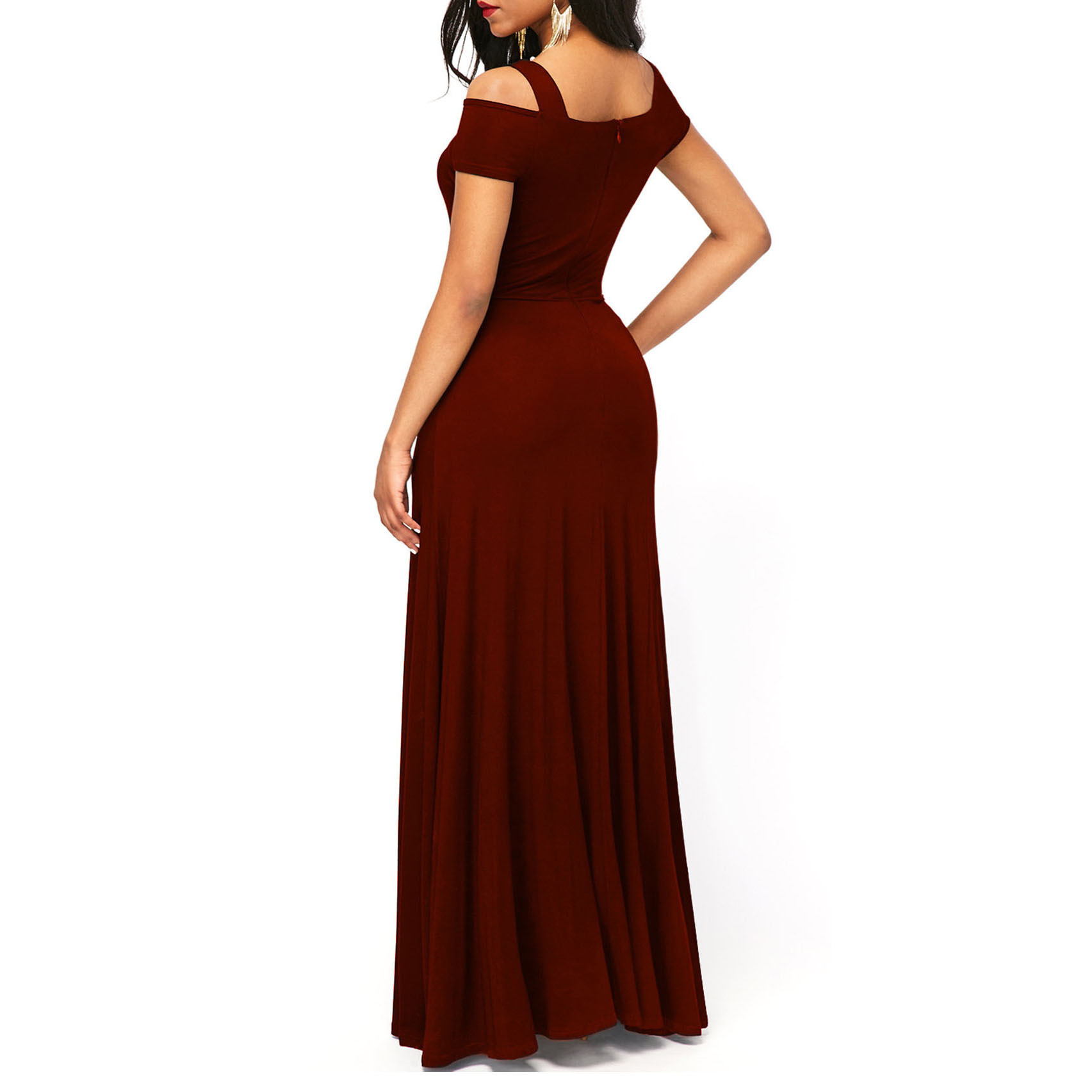 Flattering V-Neck Split Party Maxi Dress, Slim Fit Flattering V-Neck Split Party Maxi Dress, Slim Fit