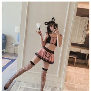 Classic Maid Costume Set for Women, Cosplay Net Yarn Uniform