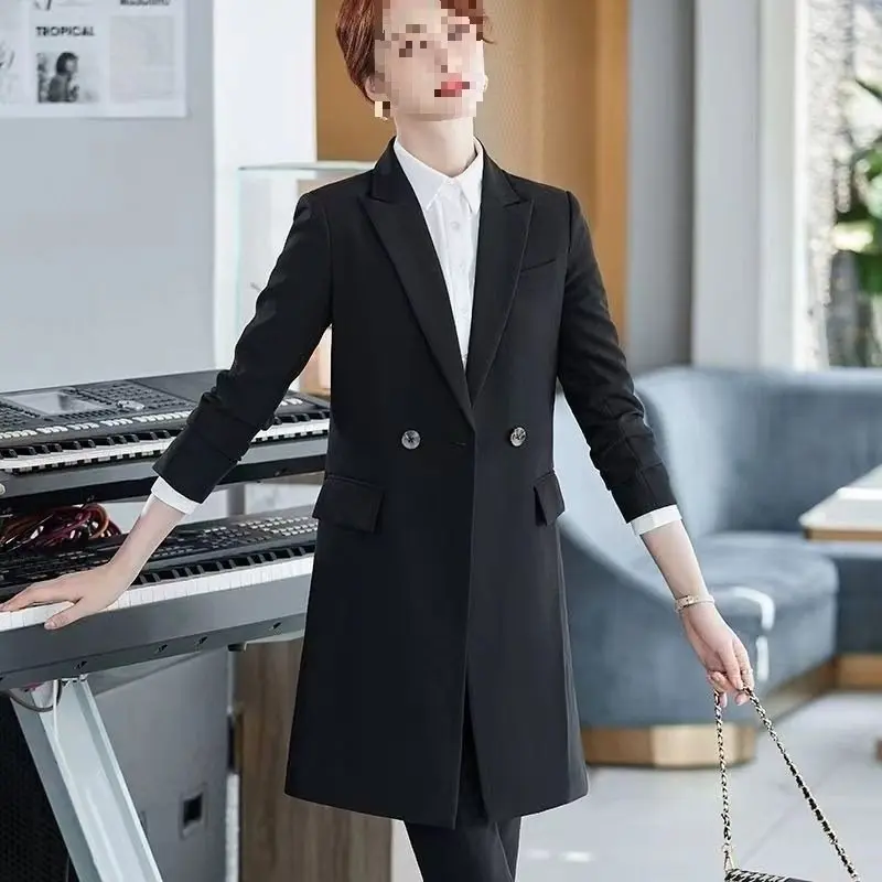 Korean-Style Blazer Trench Coat for Women, Modal Print