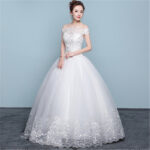 Silk & Satin Wedding Dress with Puff Skirt Straps