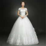 Silk & Satin Wedding Dress with Puff Skirt Straps