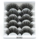 3 D Mink-Style False Eyelashes 5 Pairs Cotton-Stalk Stems