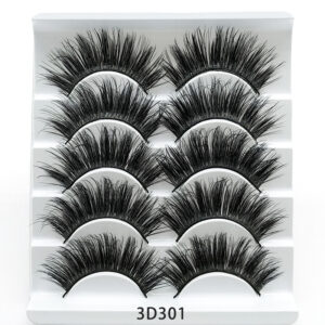 3 D Mink-Style False Eyelashes 5 Pairs Cotton-Stalk Stems
