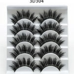 3 D Mink-Style False Eyelashes 5 Pairs Cotton-Stalk Stems