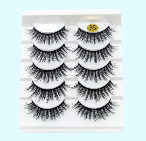 3 D Mink-Style False Eyelashes 5 Pairs Cotton-Stalk Stems
