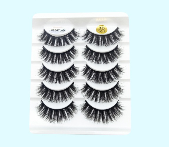 3 D Mink-Style False Eyelashes 5 Pairs Cotton-Stalk Stems