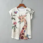 Loose Fit Turtle Print Round Neck Short Sleeve Top