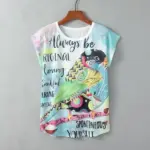 Loose Fit Turtle Print Round Neck Short Sleeve Top