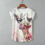Loose Fit Turtle Print Round Neck Short Sleeve Top