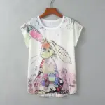 Loose Fit Turtle Print Round Neck Short Sleeve Top