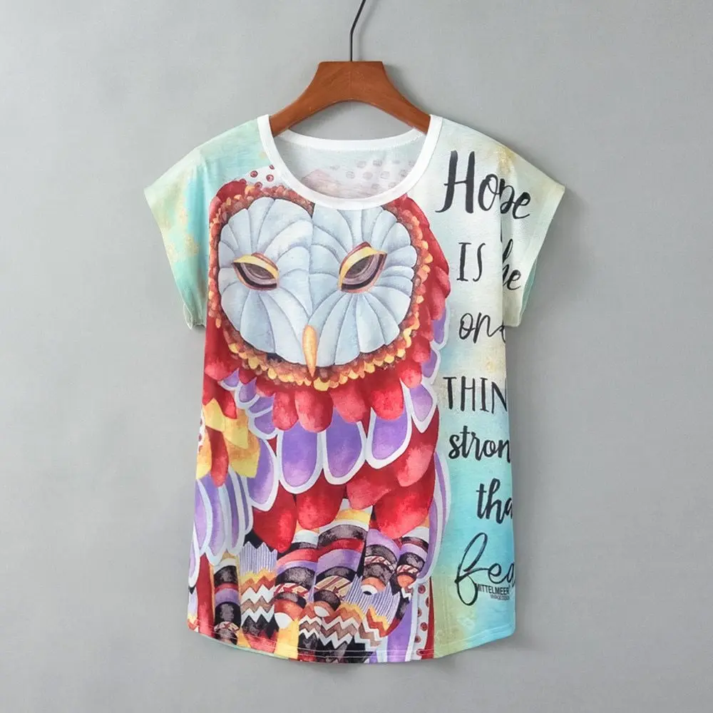 Loose Fit Turtle Print Round Neck Short Sleeve Top